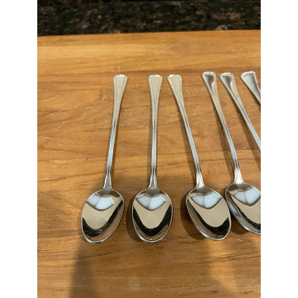 10 pc Oneida NEEDLEPOINT Stainless long iced teaspoons